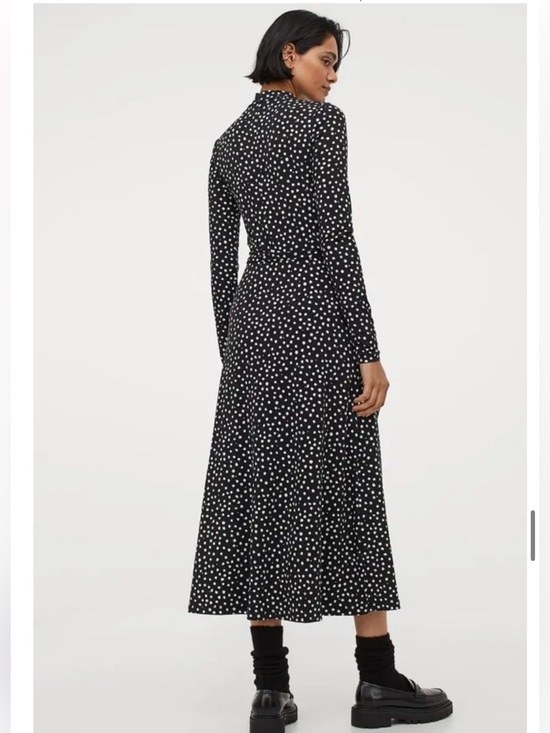H&M Dresses & Skirts - H&M Black Dress with White Polka Dots Long Sleeve Sz L
